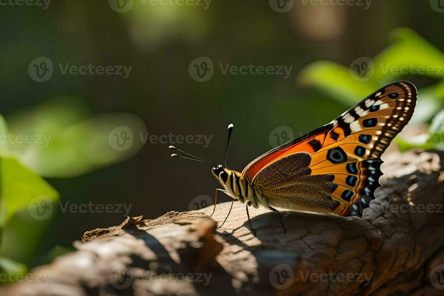 Schmetterling auf ein Ast. KI-generiert foto