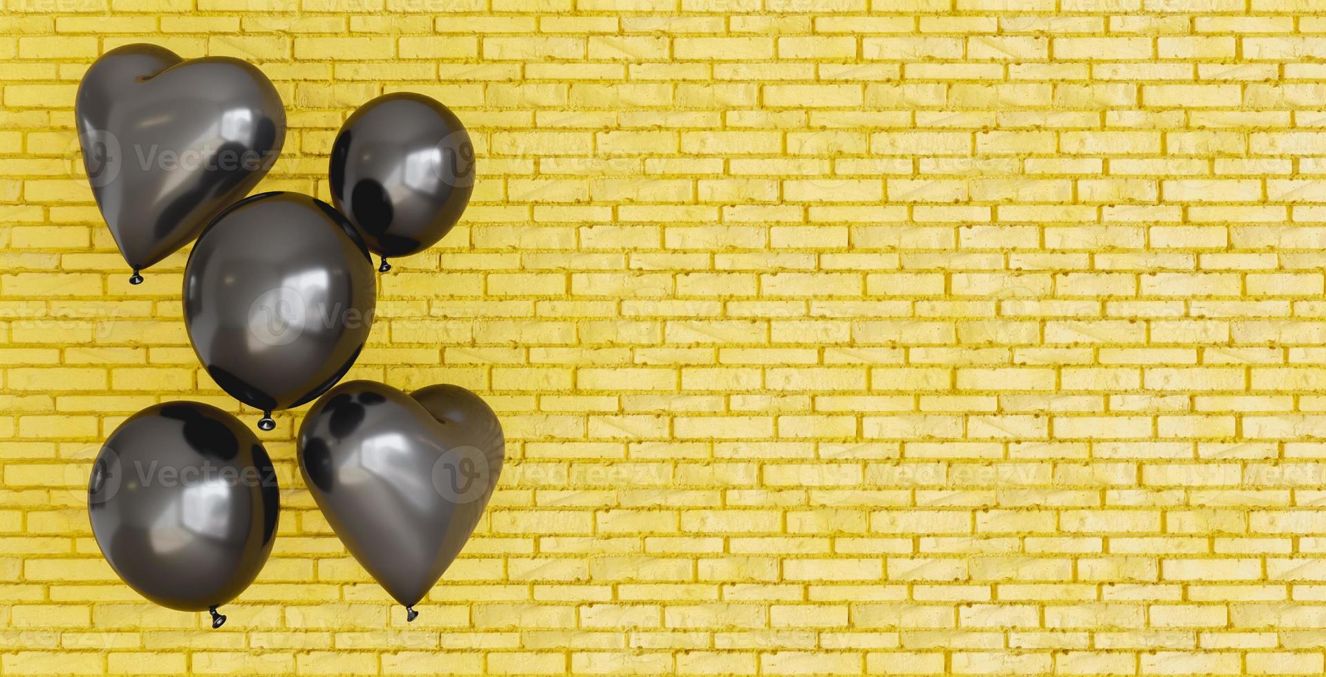 Wand mit schwarzen Herzballons foto