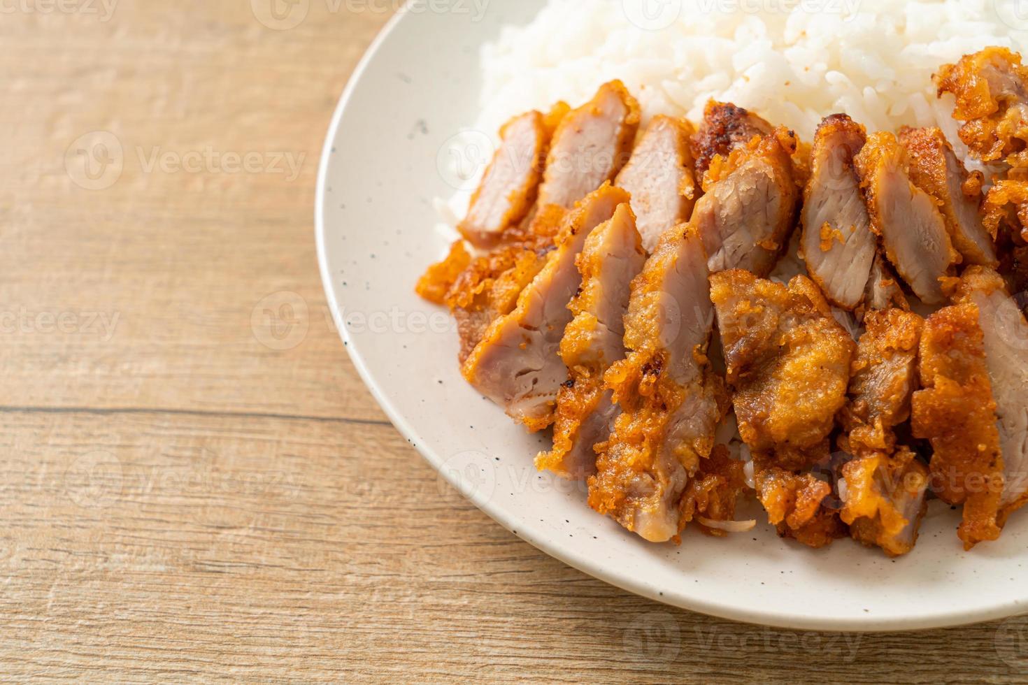 gebratener Schweinefleischreis mit Dip foto