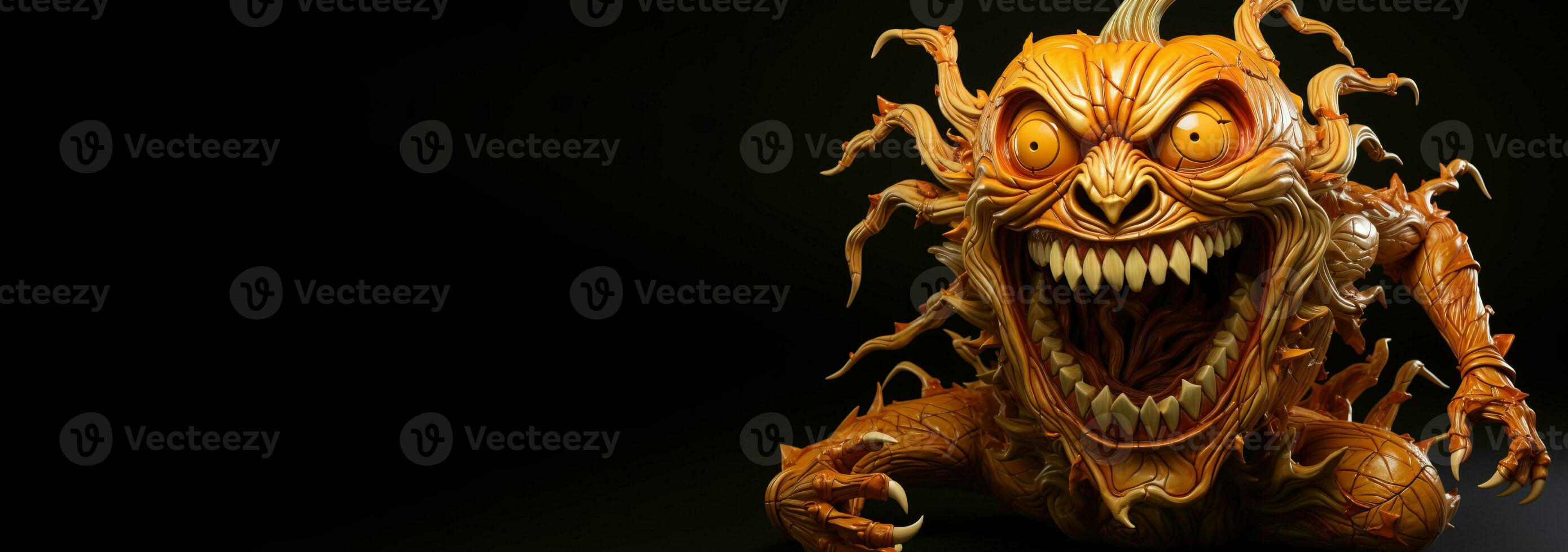 Halloween Charakter, Monster- auf Jack Laterne Hintergrund. ai generiert foto