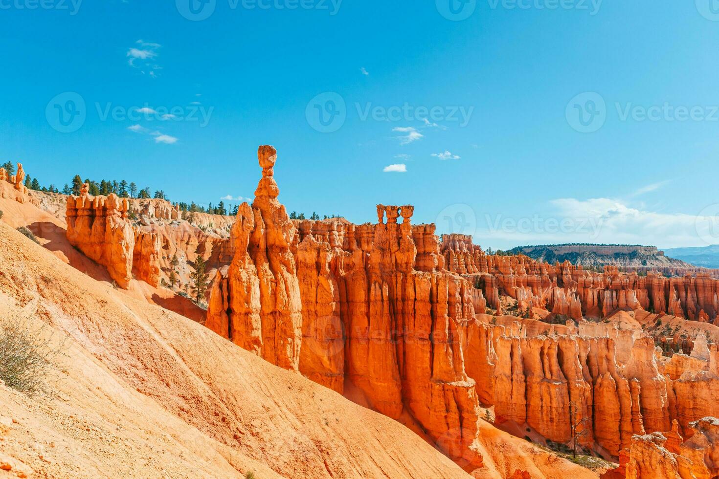 Natur Szene zeigen schön Hoodoos, Zinnen und Türme Felsen Formationen einschließlich berühmt thors Hammer im Utah, vereinigt Zustände. foto