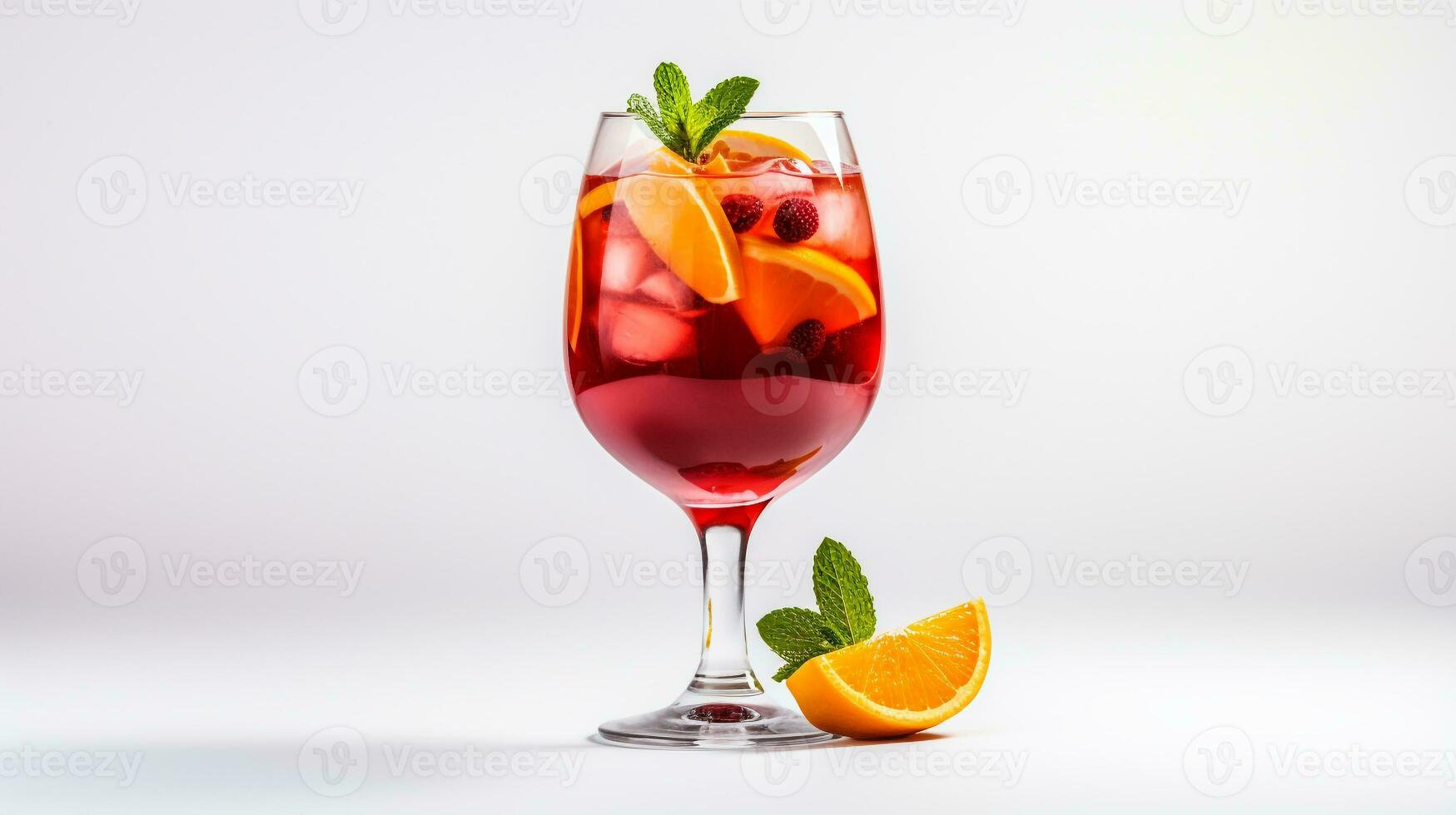 Foto von ein Sangria isoliert auf eben Weiß Hintergrund. generativ ai