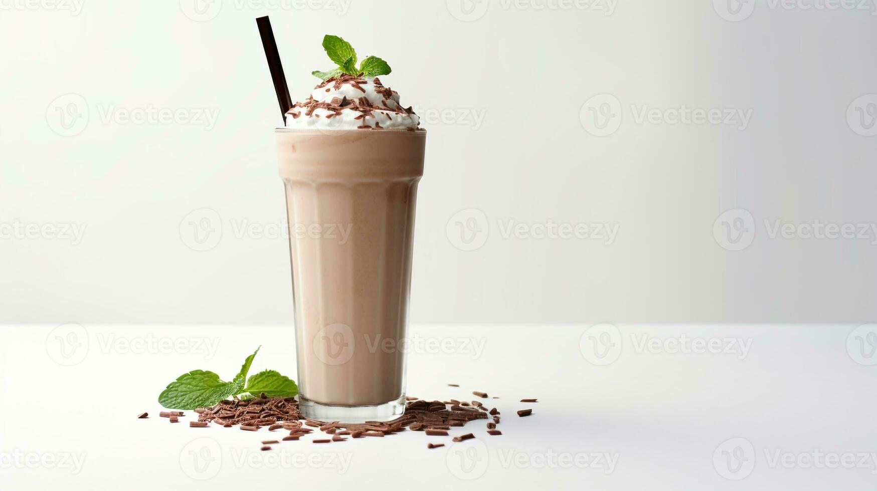 Foto von ein Mokka Pfefferminze Shake isoliert auf eben Weiß Hintergrund. generativ ai