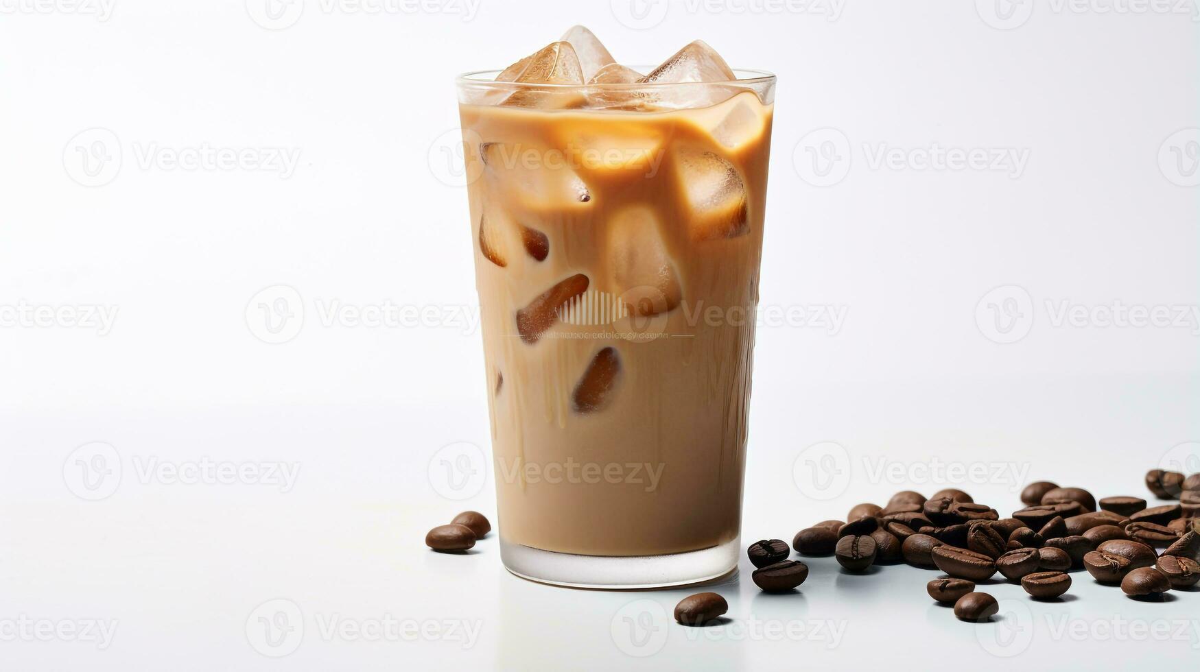 Foto von ein vereist Kaffee trinken isoliert auf Weiß Hintergrund. generativ ai
