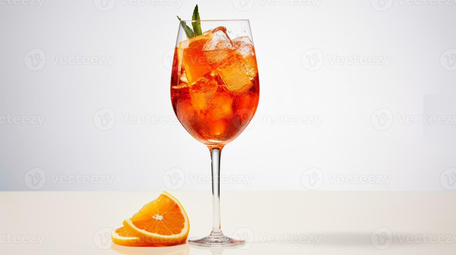 Foto von ein Aperol Spritz trinken isoliert auf Weiß Hintergrund. generativ ai