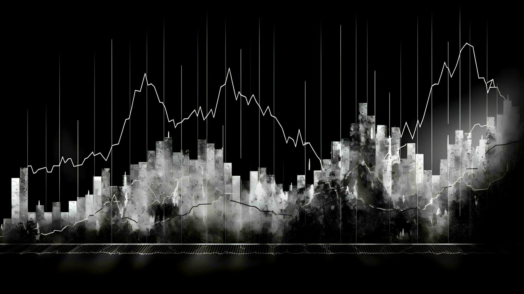 schwarz und Weiß Hintergrund von finanziell Diagramme. generativ ai foto