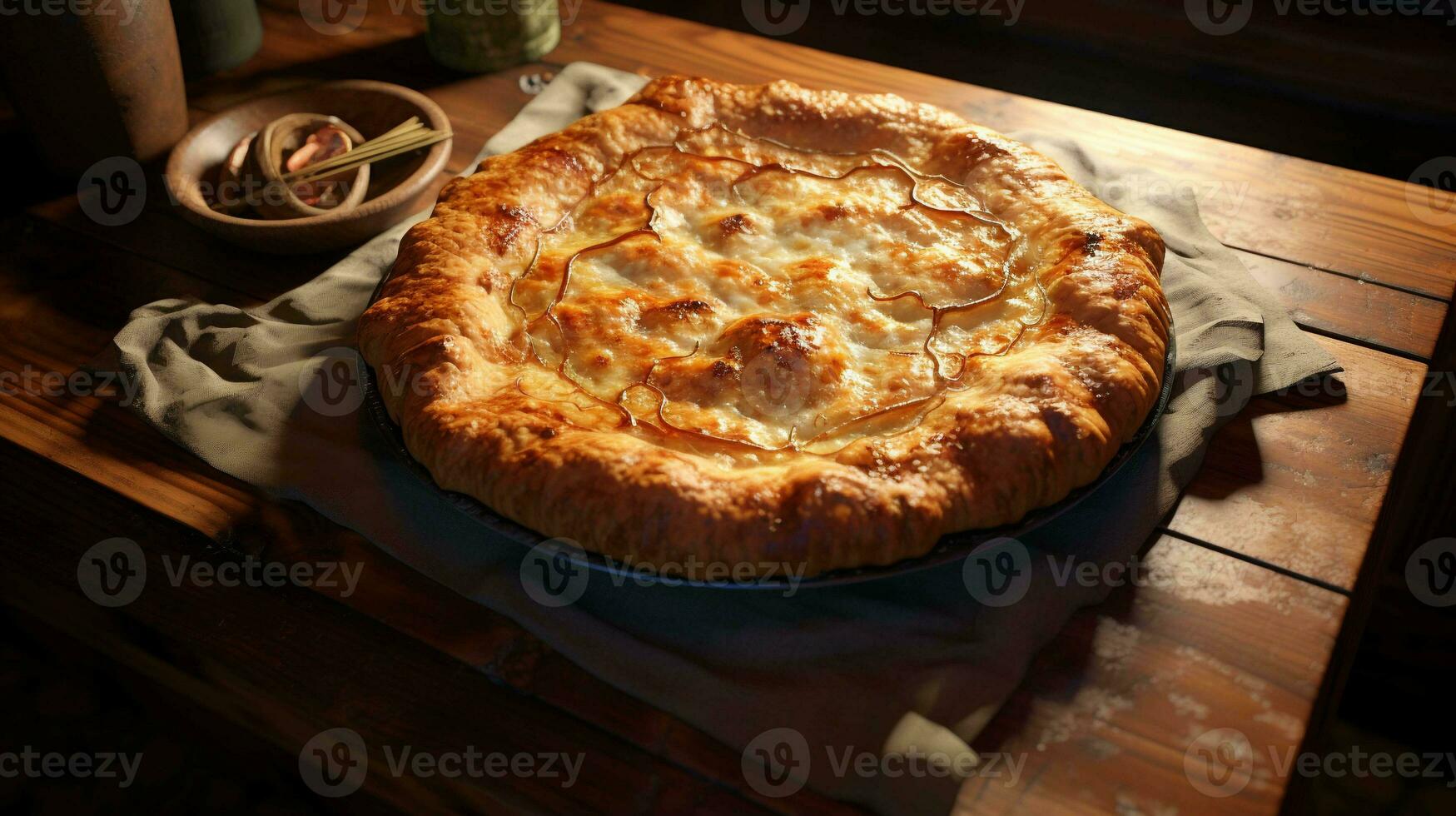 köstlich rustikal Kuchen. ein lecker hausgemacht Meisterstück foto