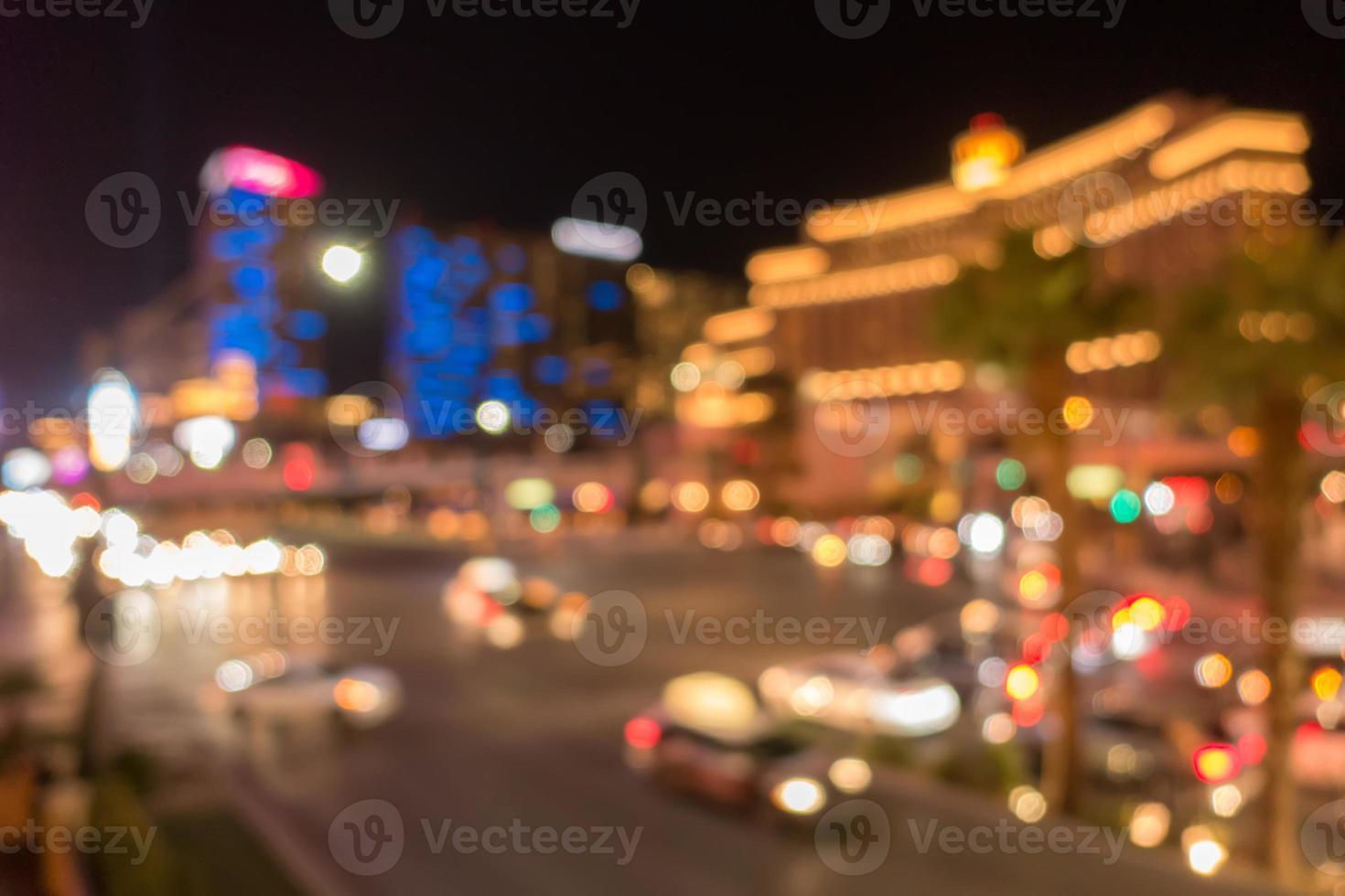 Las Vegas Stadtstraßen und Lichter Bokeh Defokussierter Effekt foto