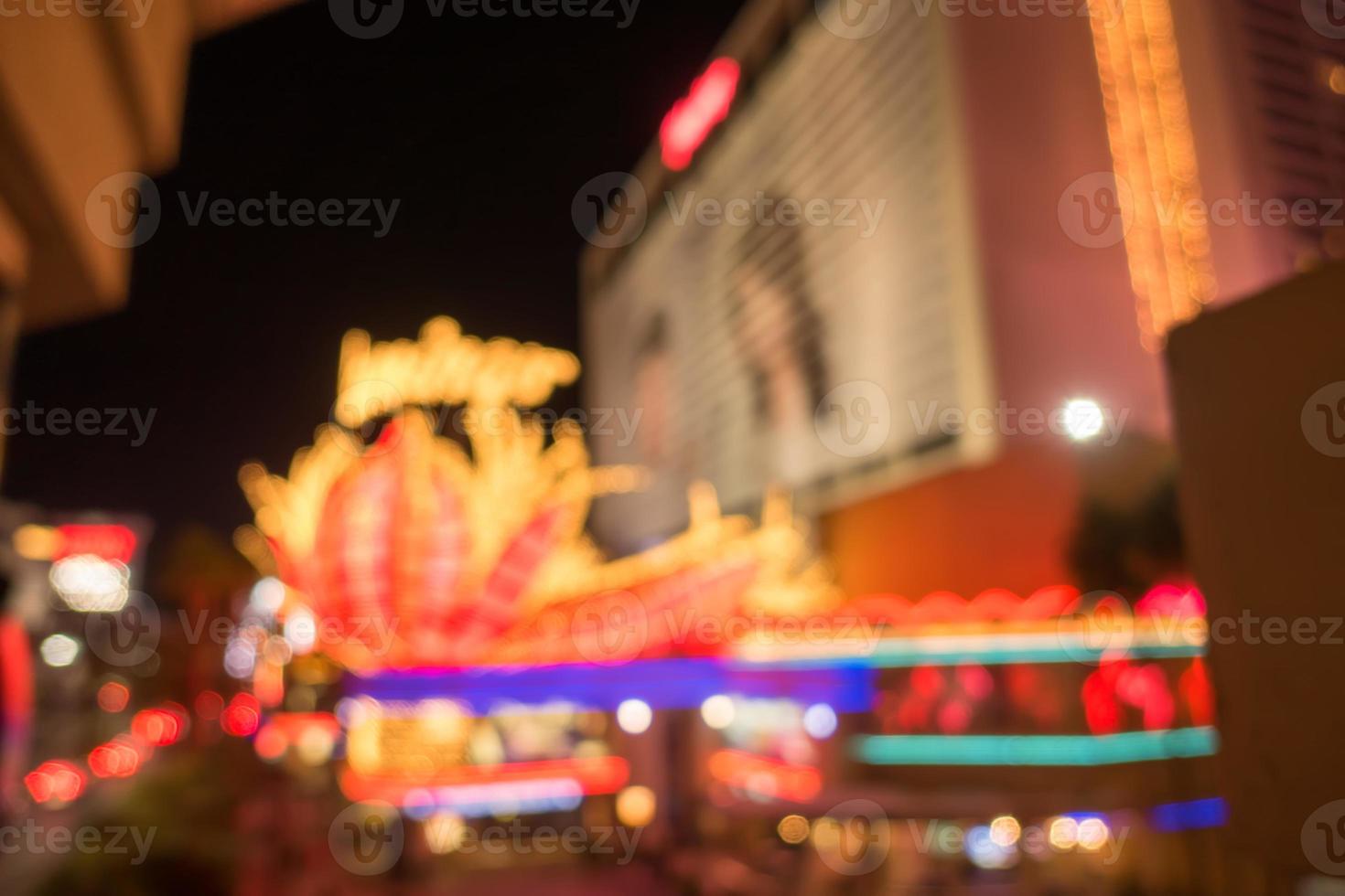 Las Vegas Stadtstraßen und Lichter Bokeh Defokussierter Effekt foto