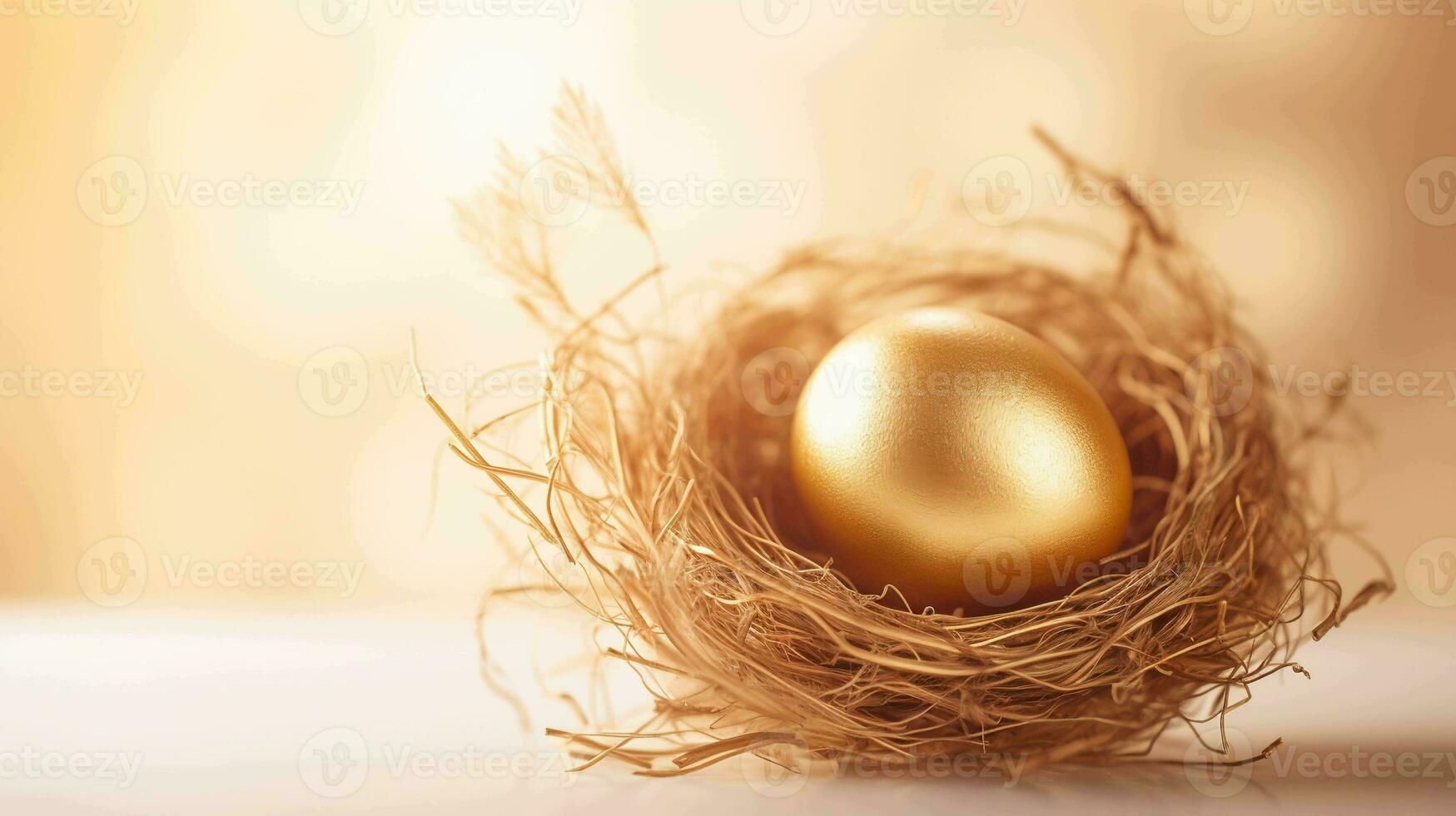 golden Ei Nest. Eleganz und Einfachheit im ein atemberaubend, minimalistisch Rahmen foto