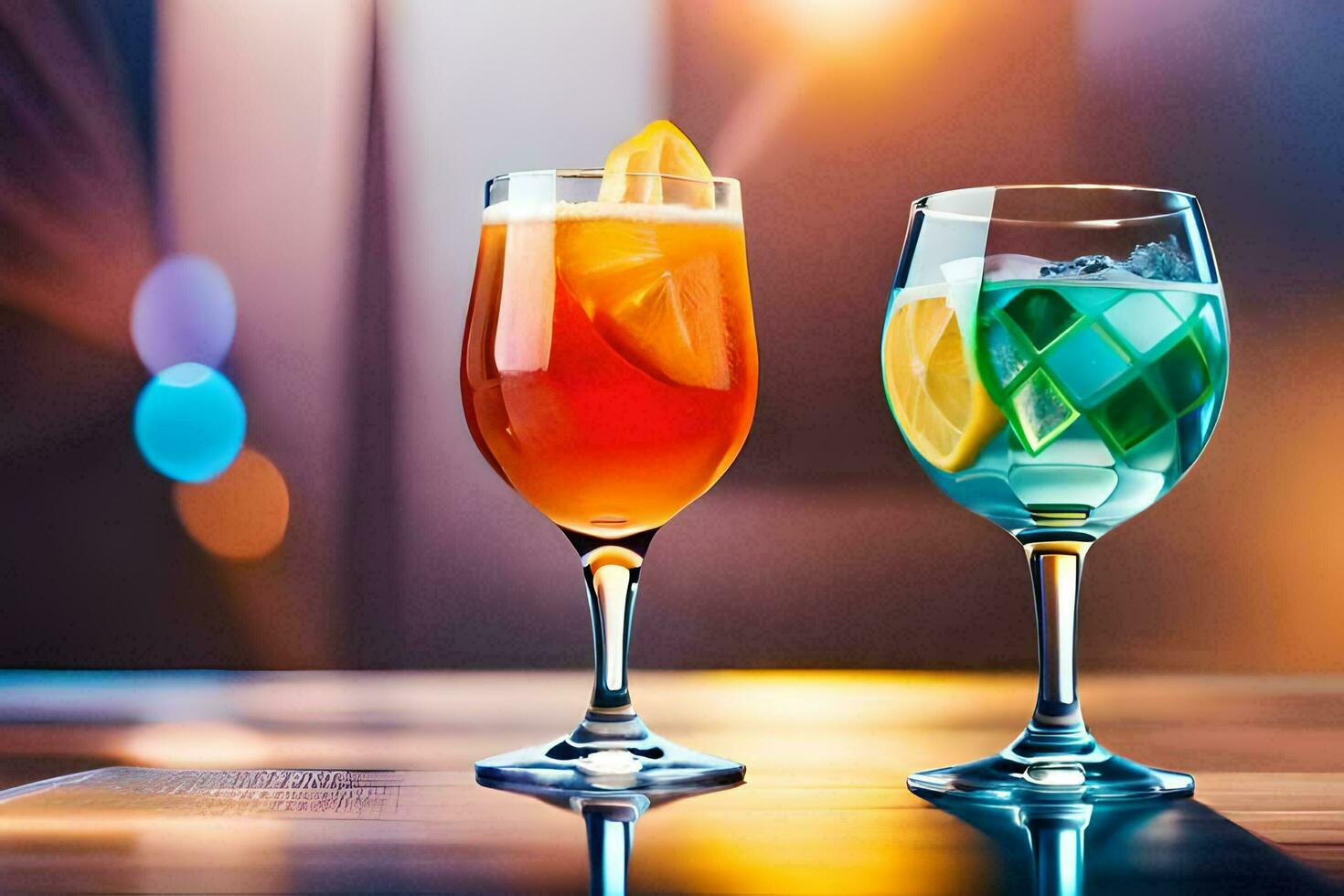 zwei Brille von Cocktails auf ein Tisch. KI-generiert foto