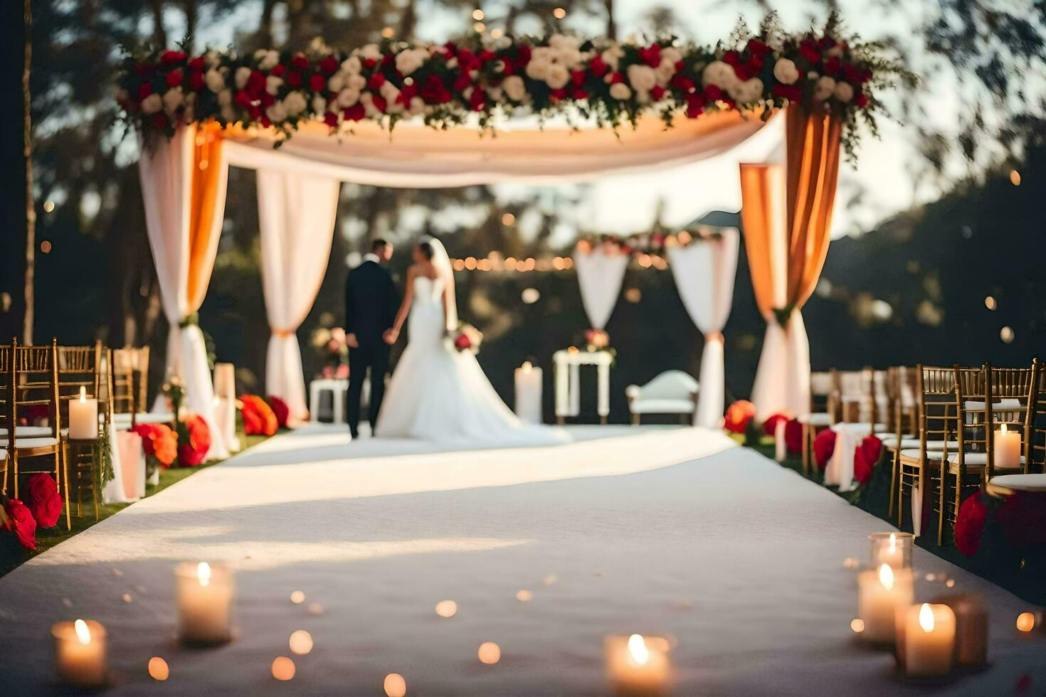 Hochzeit Zeremonie beim das Strand. KI-generiert foto