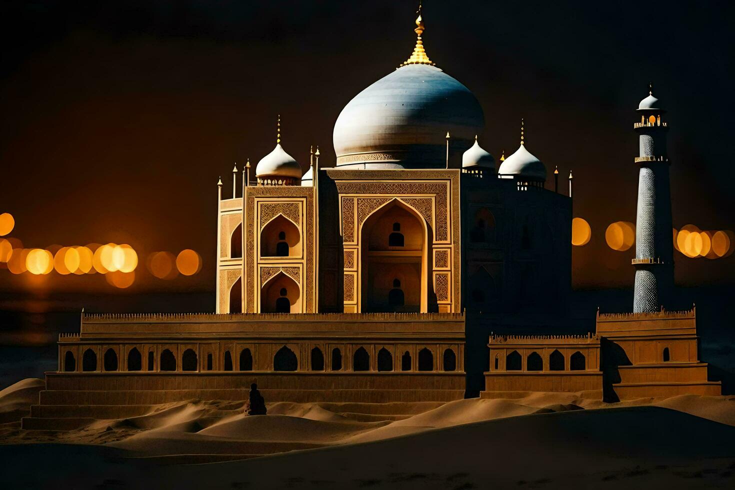 das taj Mahal, Indien, Nacht, Nacht Himmel, Nacht Himmel, das t. KI-generiert foto