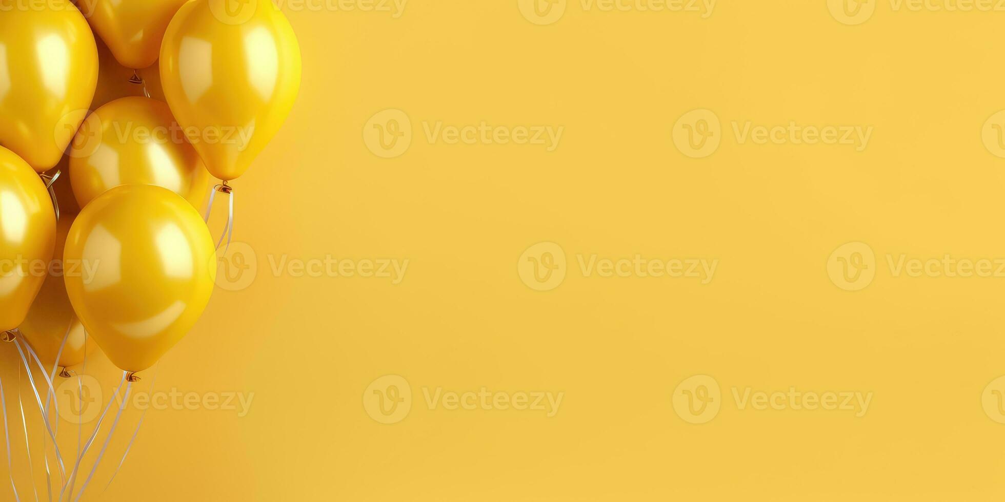 hell Gelb Luftballons auf ein Gelb Hintergrund, mit ein Platz zum Text. das Banner ist Gelb. generativ ai foto