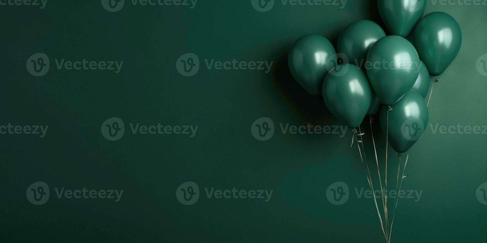 Grün Luftballons auf ein Grün Hintergrund, mit Raum zum Text. das Banner ist grün. generativ ai foto