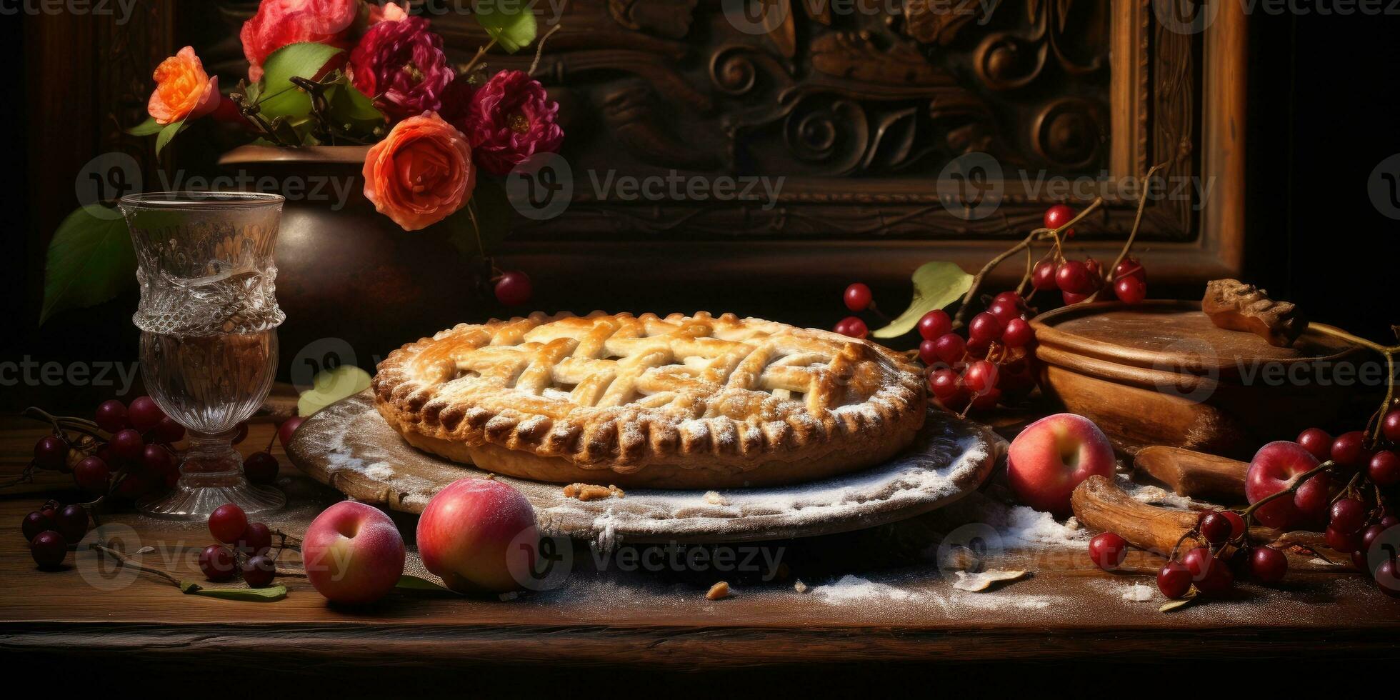 Himbeere Kuchen. appetitlich Kuchen Nahansicht. Früchte. generativ ai foto