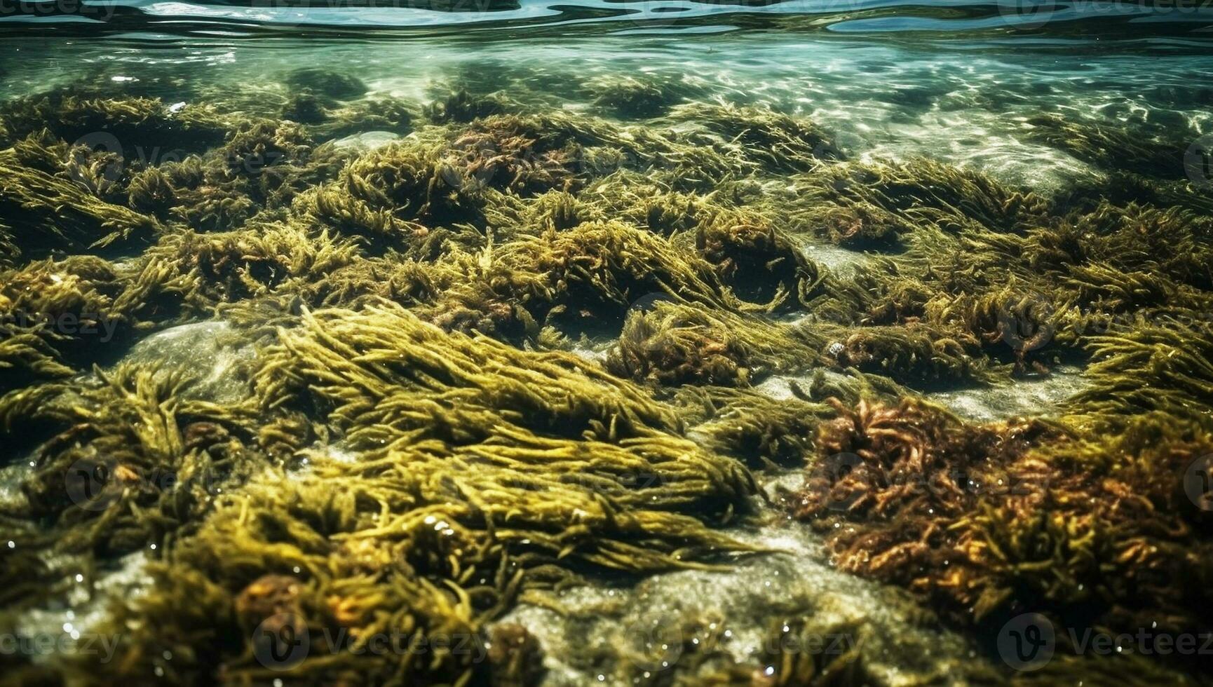 beschwingt unter Wasser Seetang Wald Illustration. ai generiert foto