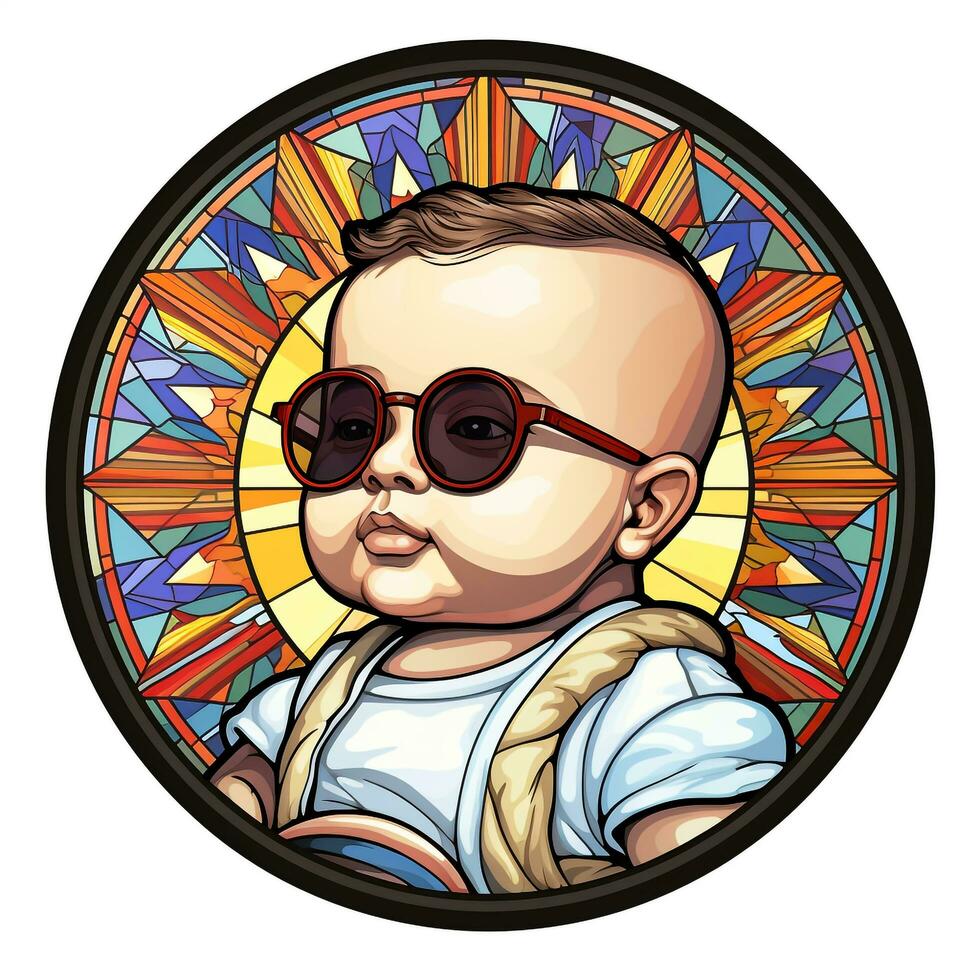 ein wenig Schnitt Baby befleckt Glas Illustration Hintergrund foto