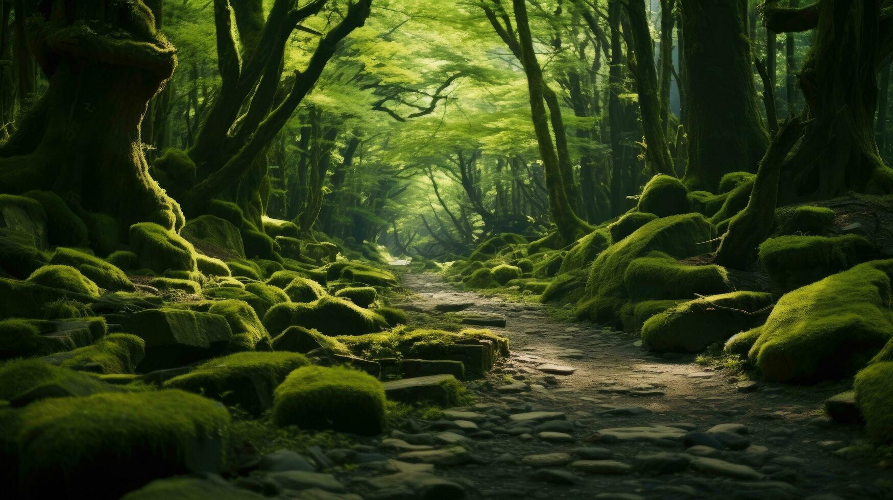 Grün Wald Hintergrund ai generiert foto