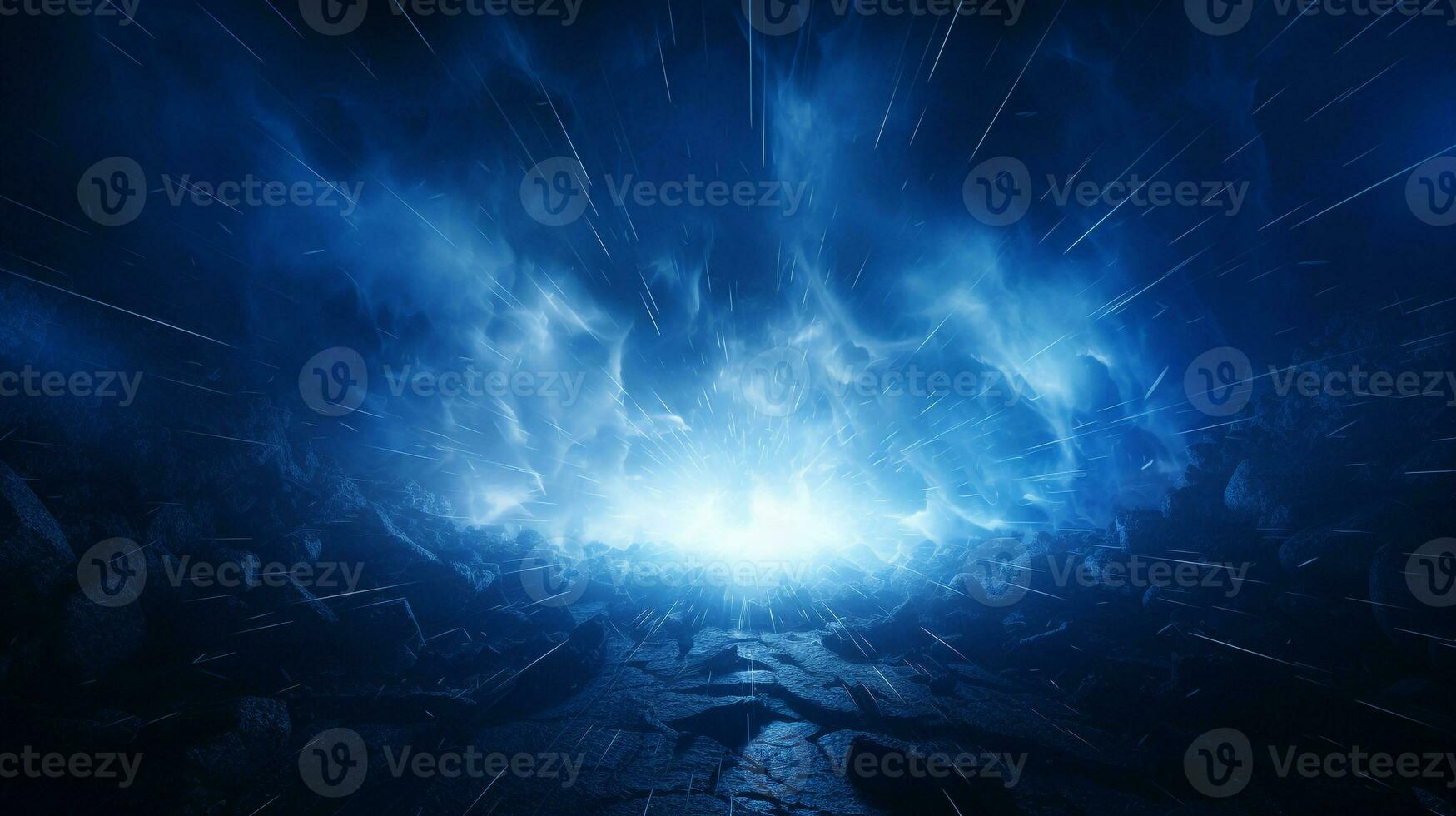 Explosion mit Blau Beleuchtung. generativ ai foto