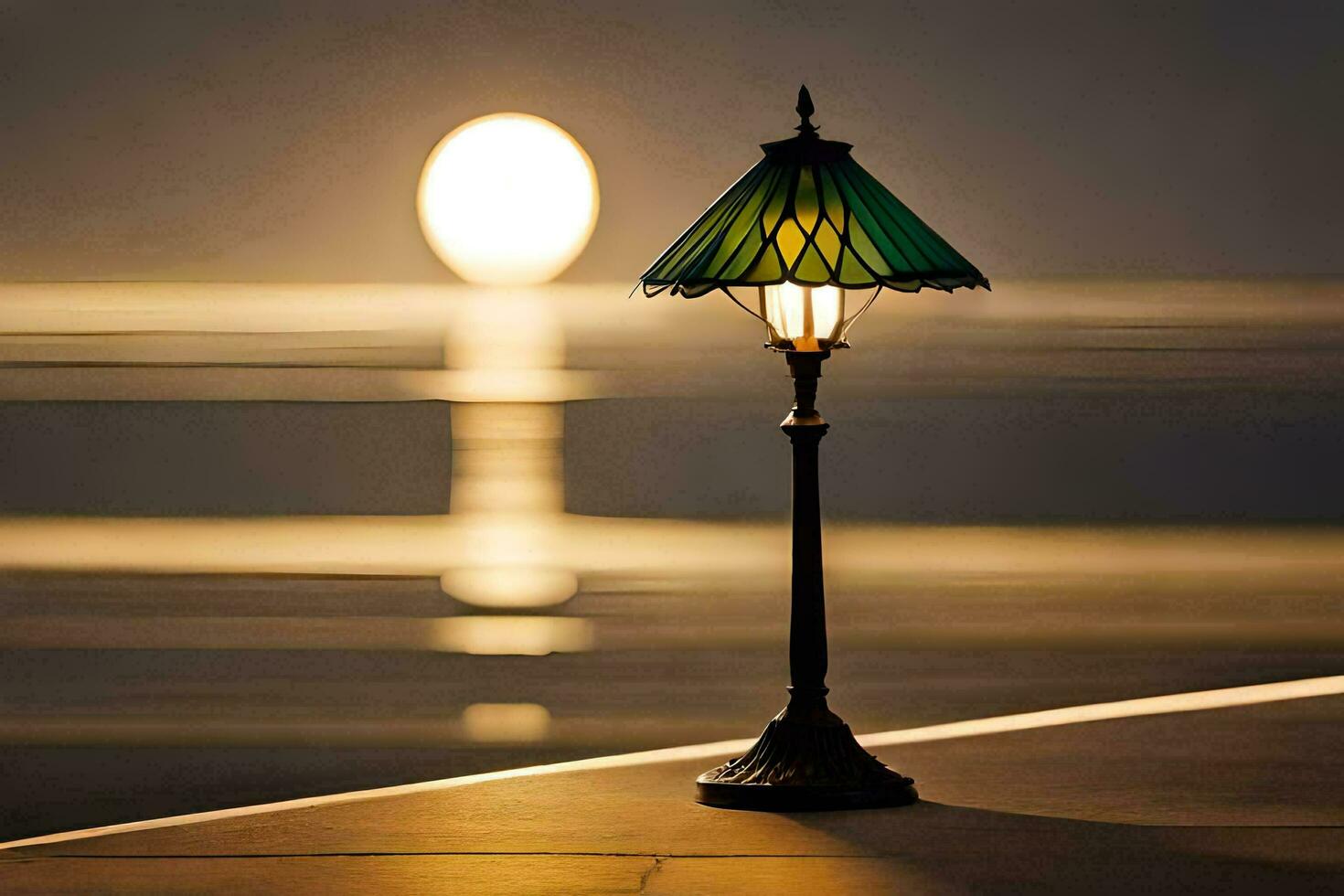 ein Lampe auf das Strand beim Nacht. KI-generiert foto