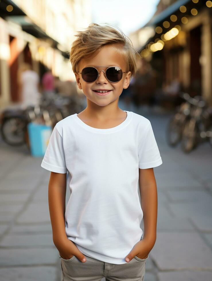 Weiß leer T-Shirt Foto ai generiert