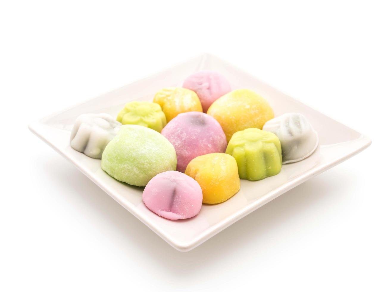 Dessert Mochi auf weißem Hintergrund foto