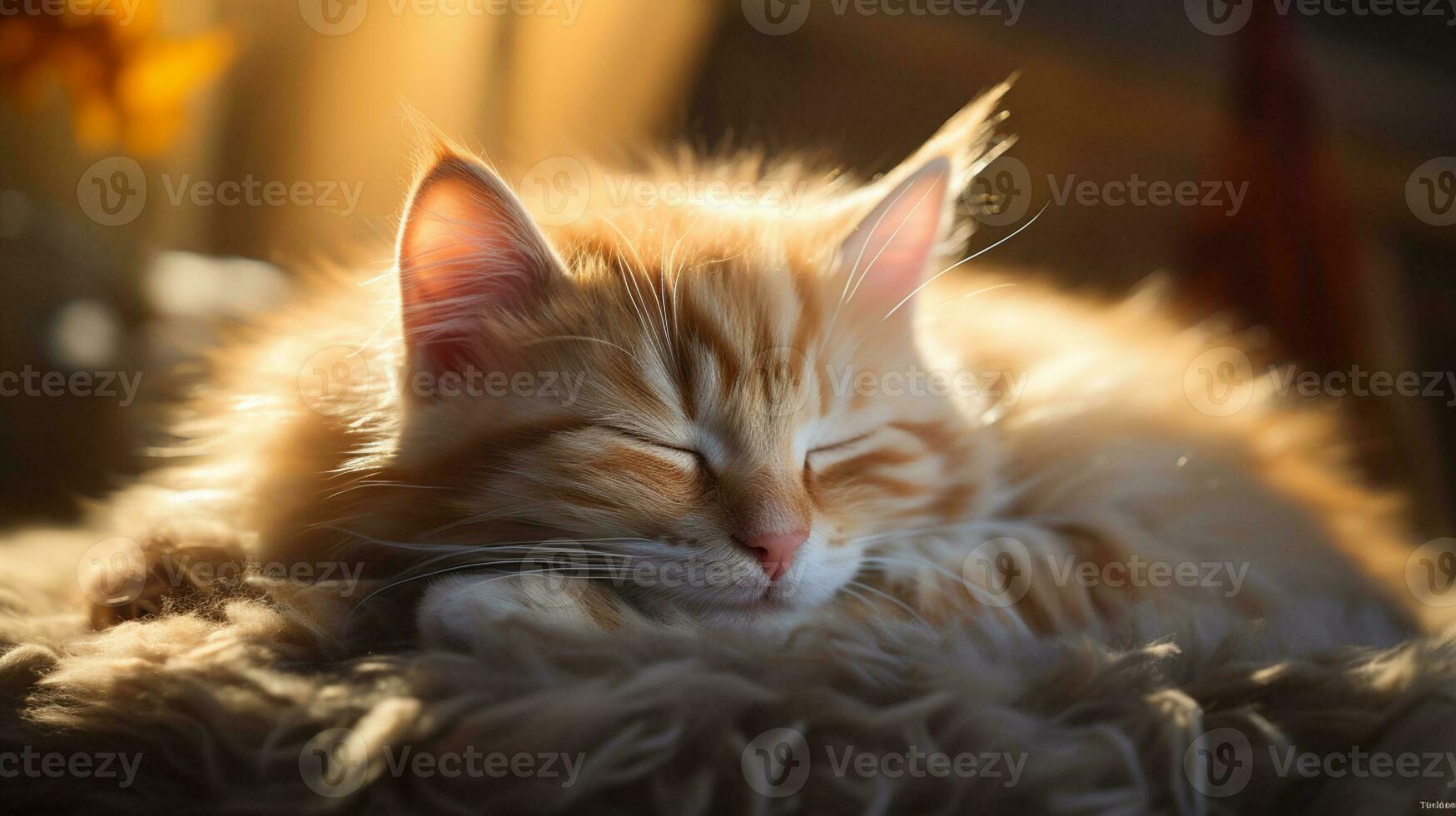 friedlich Schlafen Baby Katze, gemütlich süß Kätzchen Nickerchen machen, ai generativ foto