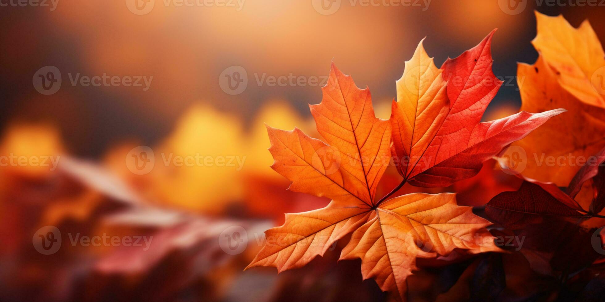 Nahansicht bunt Herbst hell Herbst Blatt, schön heiter Landschaft, Kopieren Raum zum Gruß Karte, ai generativ foto