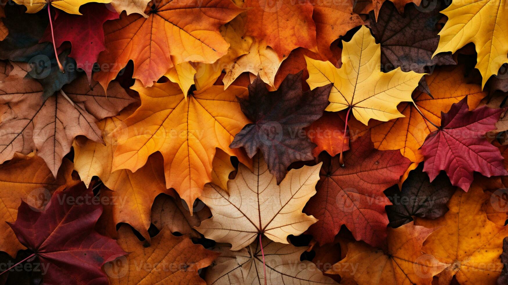 bunt Herbst Blätter Hintergrund, Mehrfarbig Ahorn Blätter Hintergrund. hoch Qualität Auflösung Bild, ai generativ foto