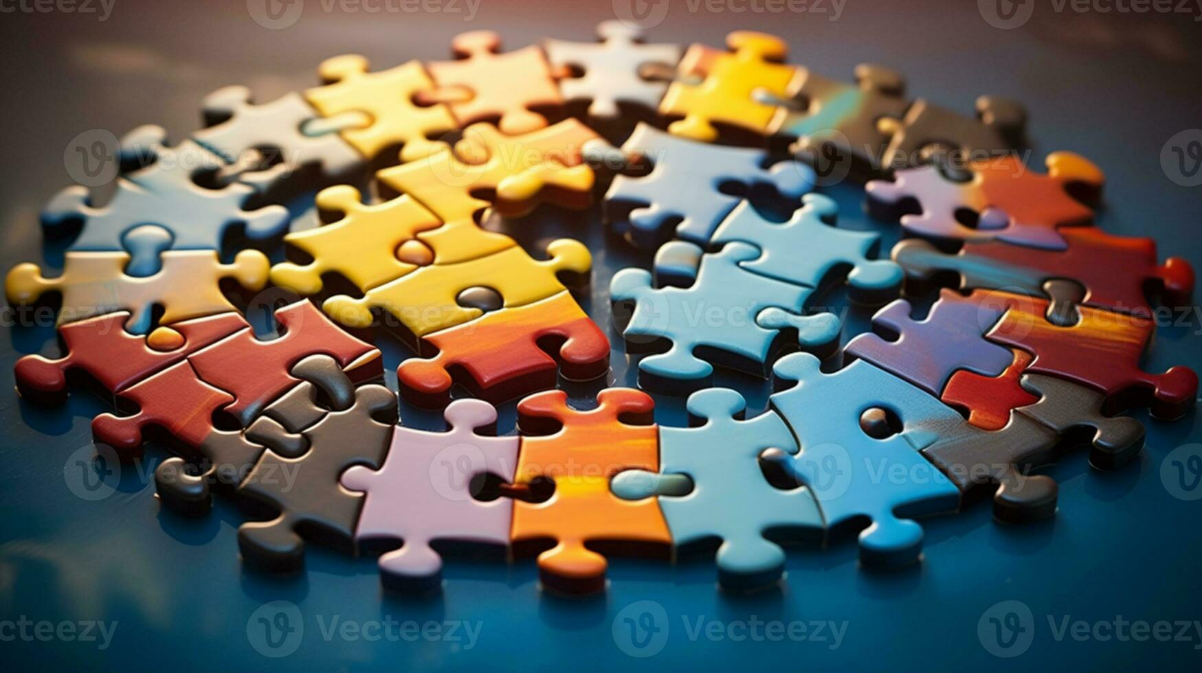 Puzzle Rätsel, Einheit und Zusammenarbeit, ai generativ foto