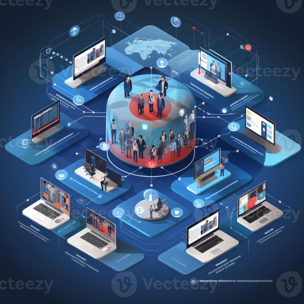 global Netzwerk Verbindung, Austausch Geschäft Information, ai generativ foto