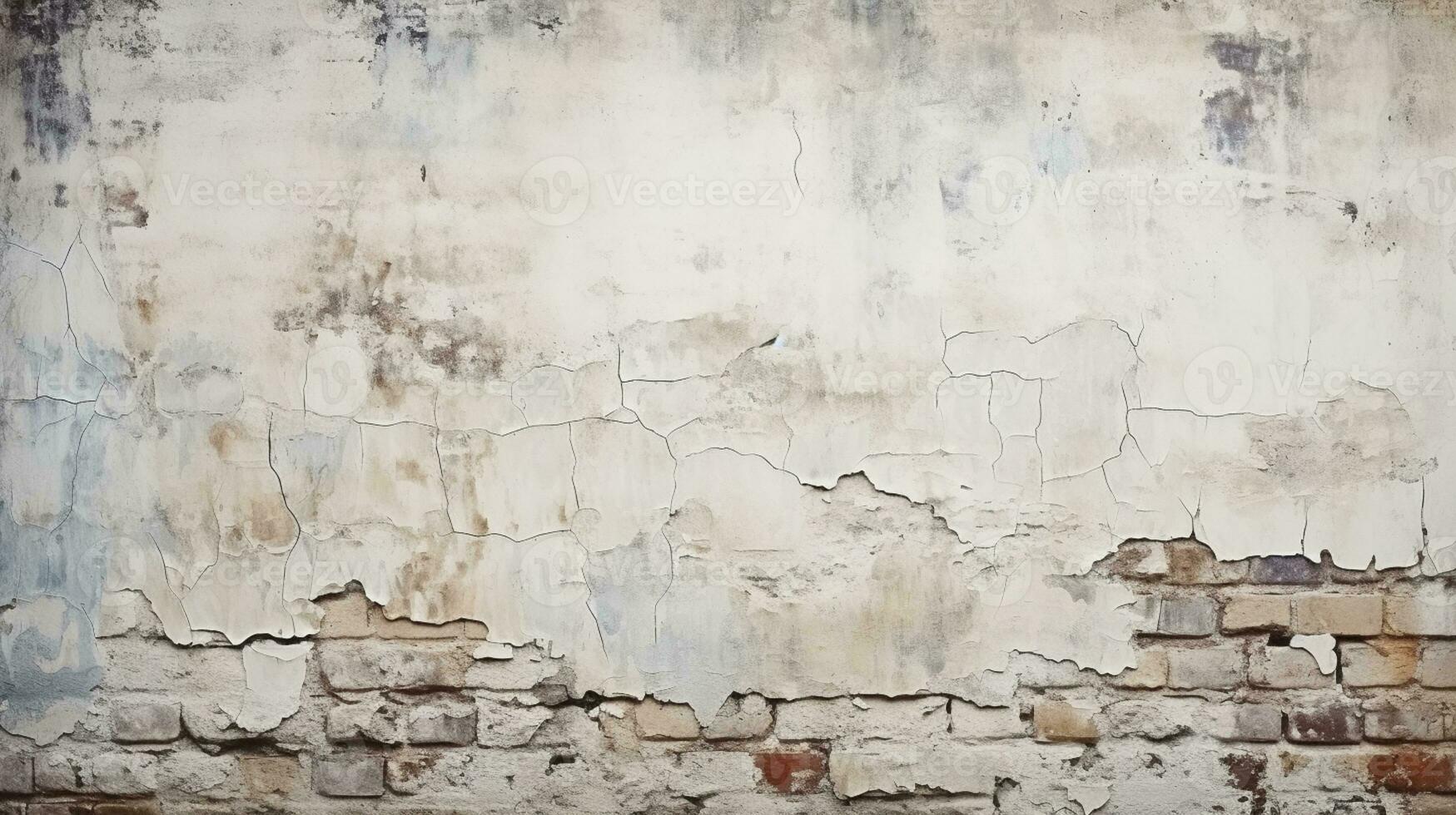abstrakt Backstein Mauer alt befleckt Stuck Textur, Kopieren Raum, ai generativ foto