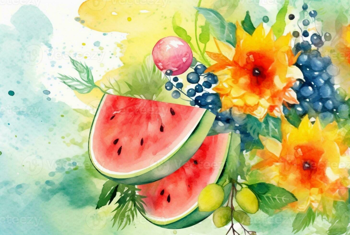 Sommer- Konzept Aquarell abstrakt Hintergrund. generativ ai foto