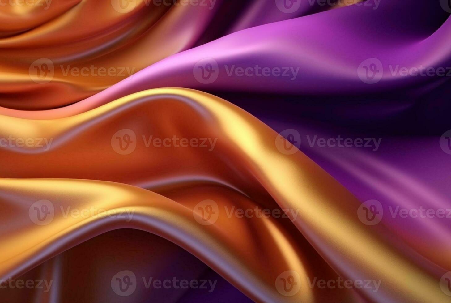 abstrakt Hintergrund mit 3d Wellen hell Gold und lila. generativ ai foto