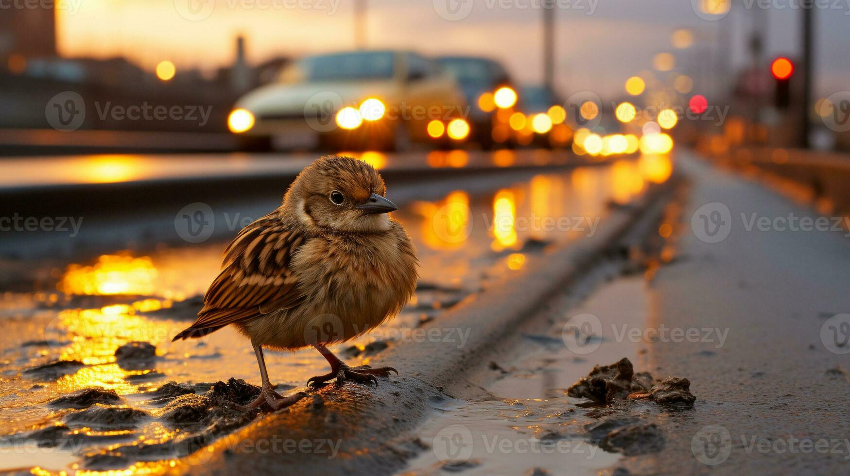 generativ ai, städtisch Koexistenz Tierwelt im das Herz von das Stadt foto