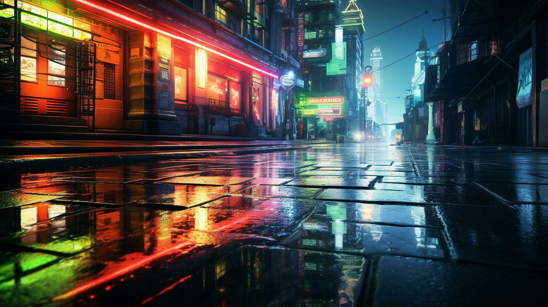 Neon- noir Reflexionen, ai generativ foto