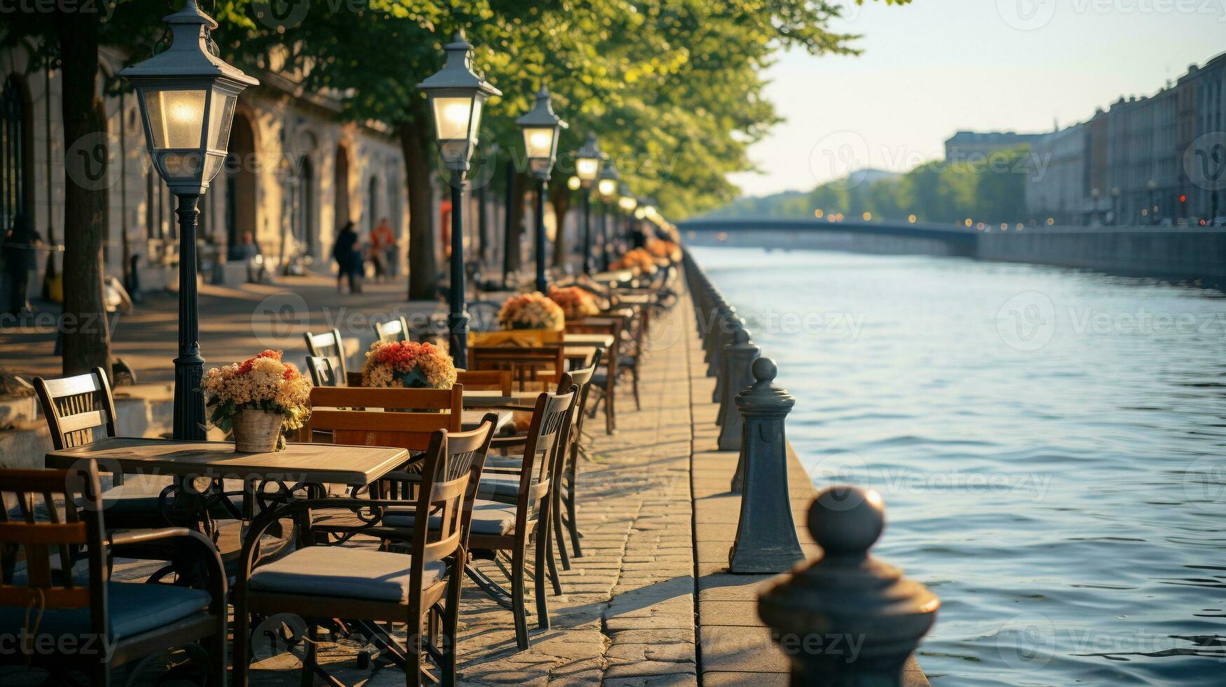 generativ ai, Gelassenheit beim das Wasser Kante foto