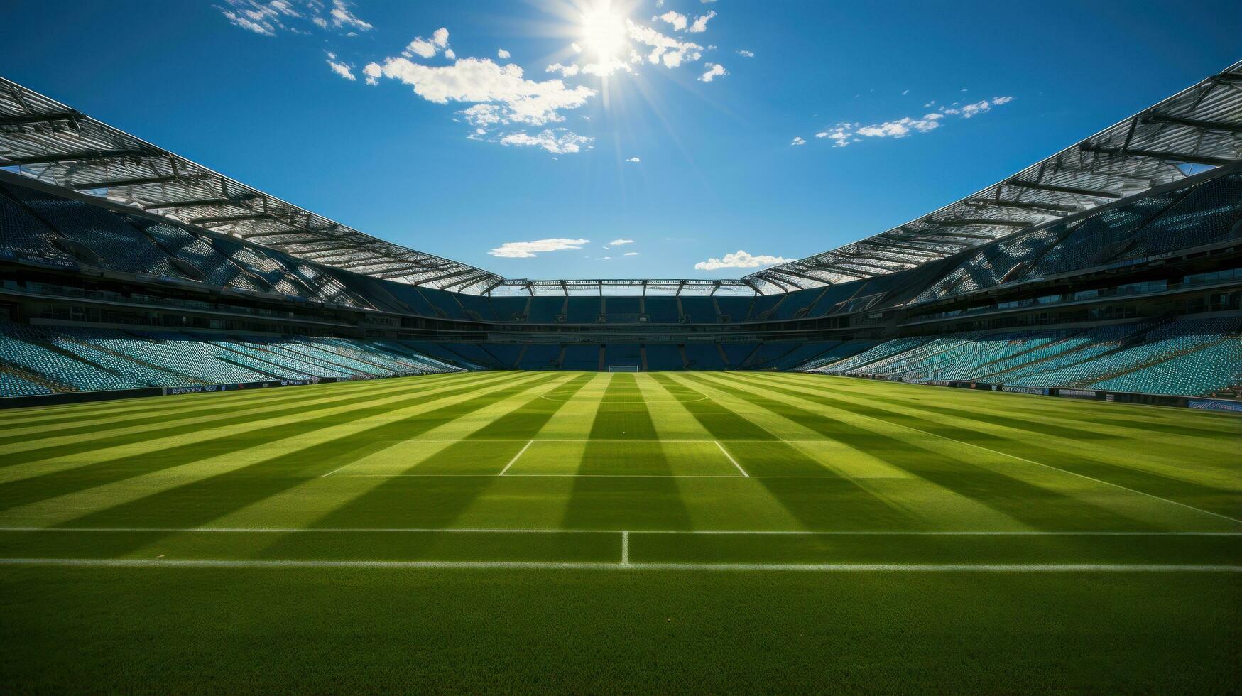 ein Fußball Stadion mit ein Rasen Feld foto