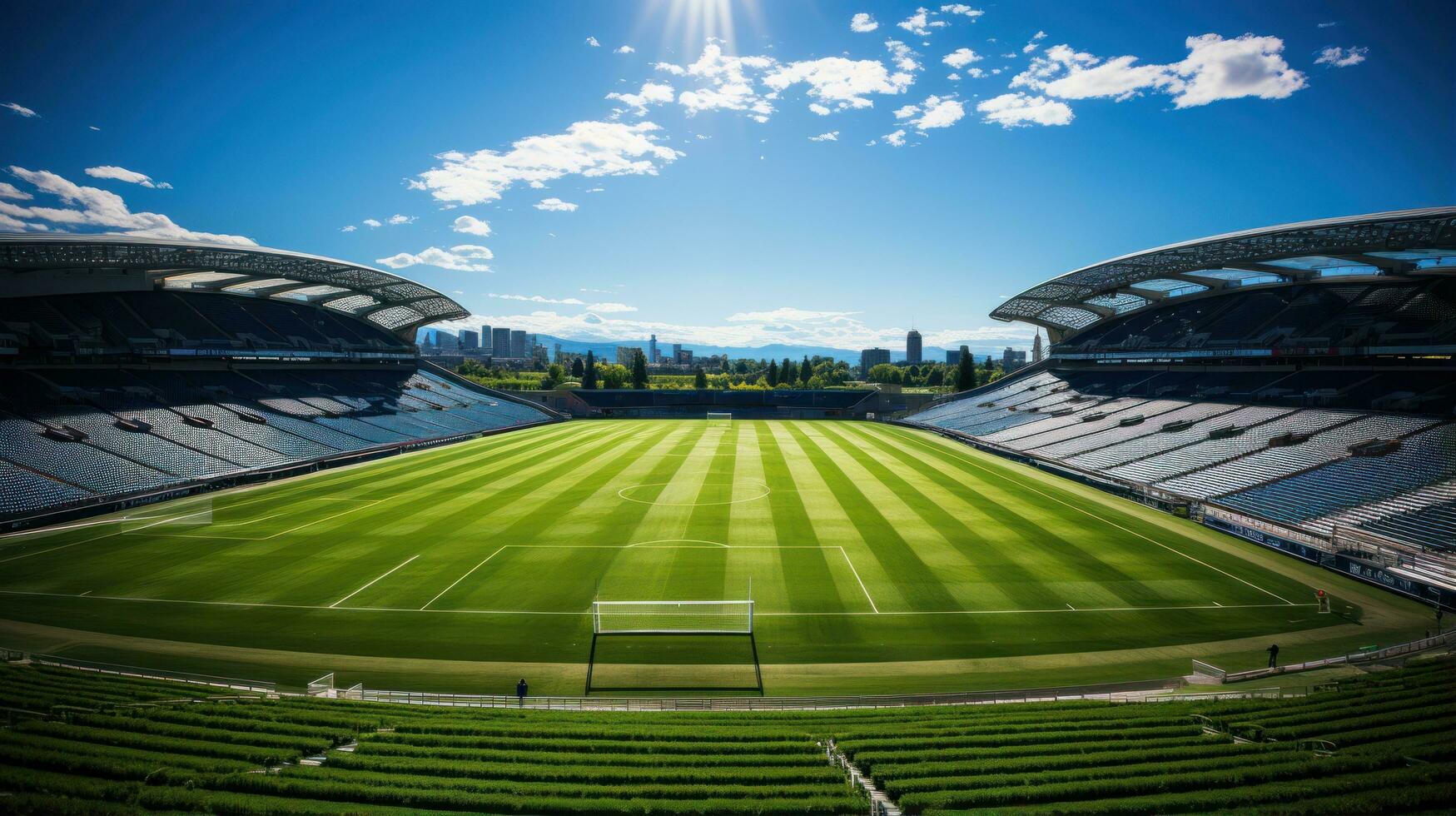 ein Fußball Stadion mit ein Rasen Feld foto