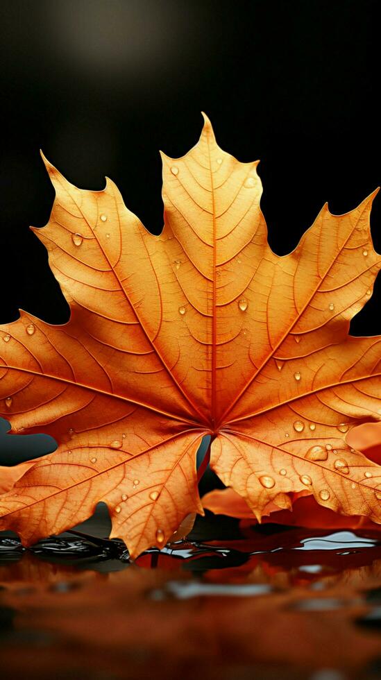 Naturen Kunst Herbst Ahorn Blätter Vertikale Handy, Mobiltelefon Hintergrund ai generiert foto