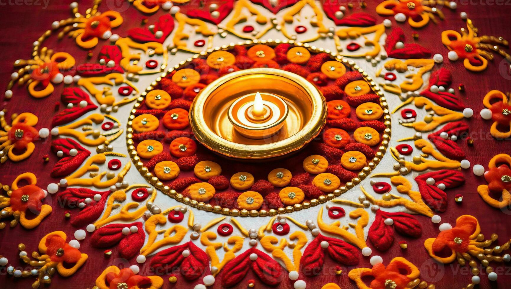 Diwali Diya oder Wachs Lampe auf indisch Festival von Beleuchtung Hintergrund. ai generiert. foto