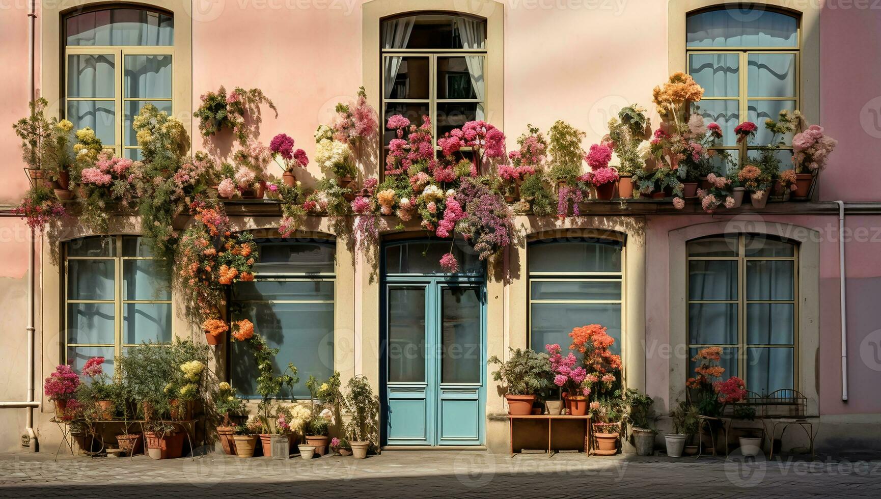 Blumen auf ein Balkon Residenz. ai generiert foto