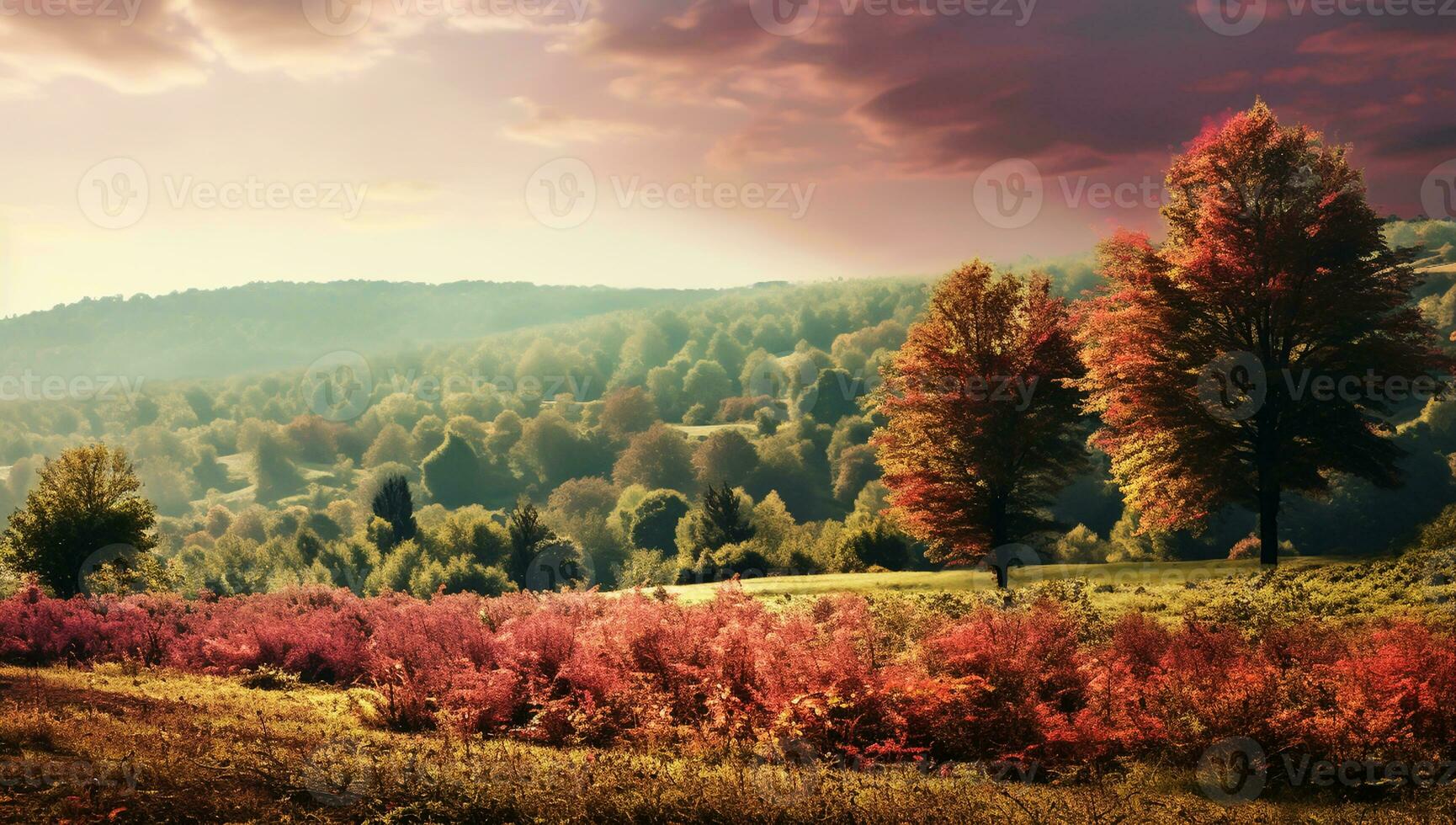 Herbst Landschaft im das Berge. ai generiert foto