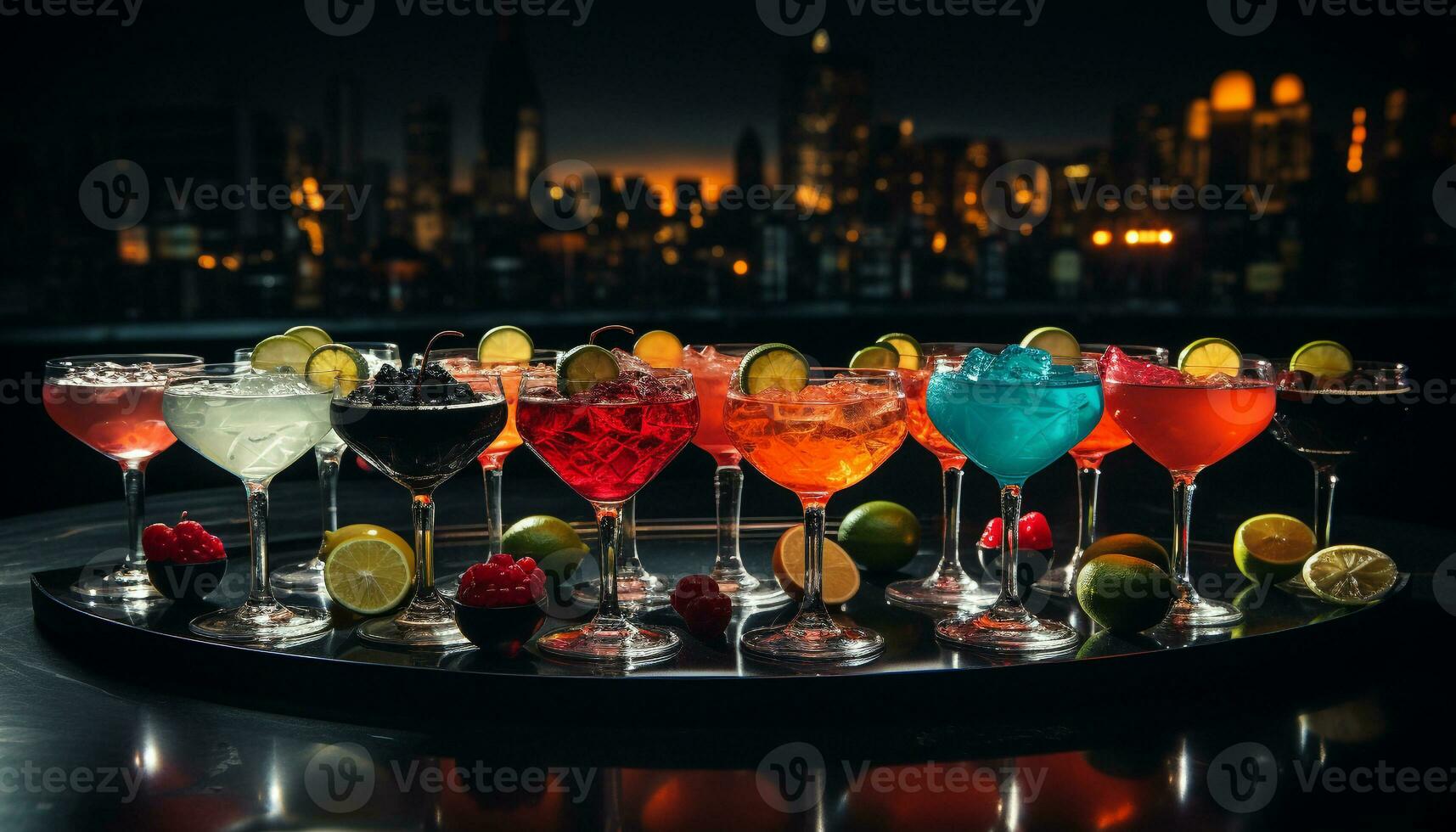 Nachtleben und Cocktails mit Getränke, Bar, Nachtclub, Party, Unterhaltung Verein, Kasino, Kneipe generiert durch ai foto