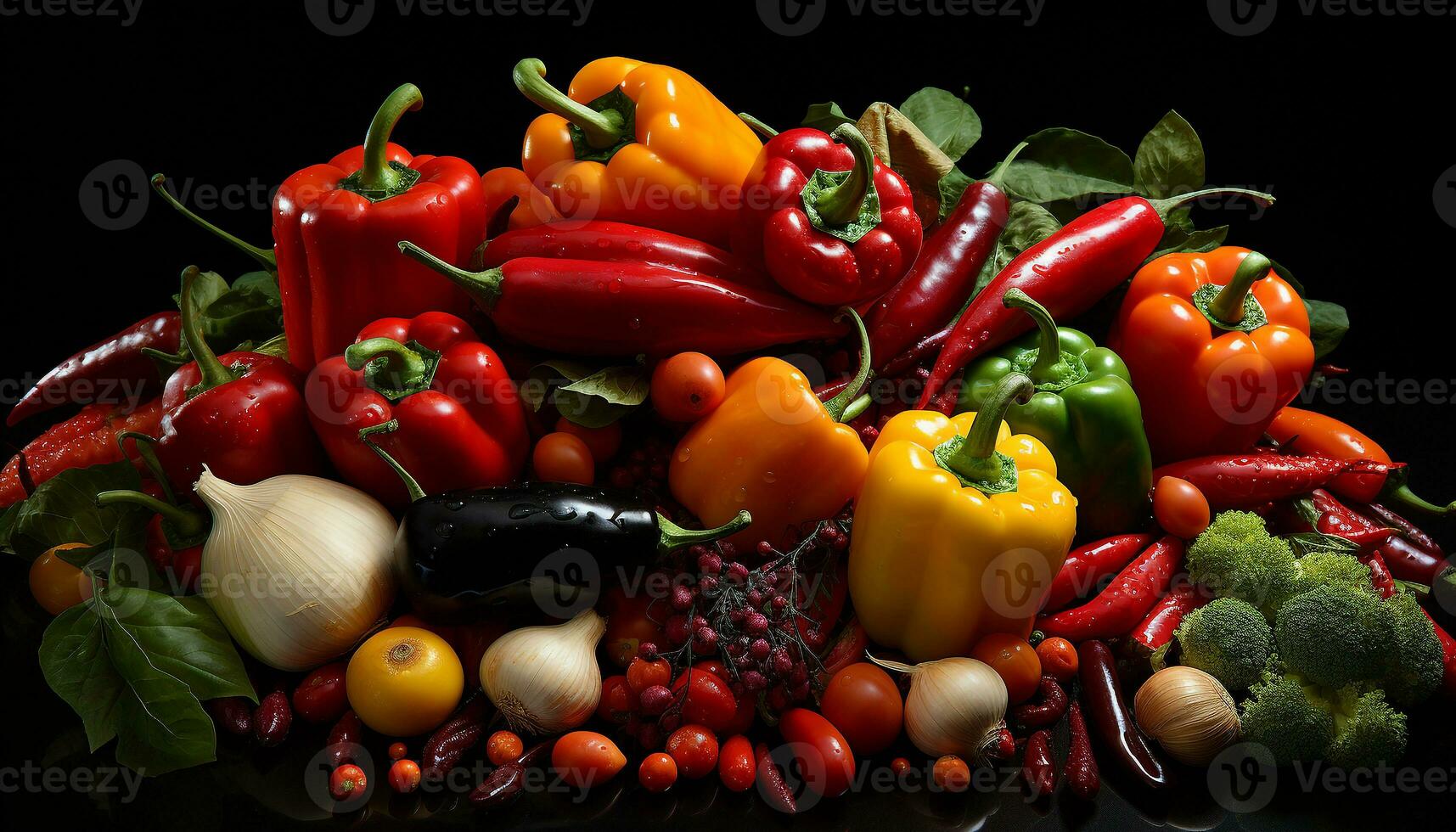 frisch, gesund Vegetarier Essen ein beschwingt, multi farbig Gemüse Salat generiert durch ai foto