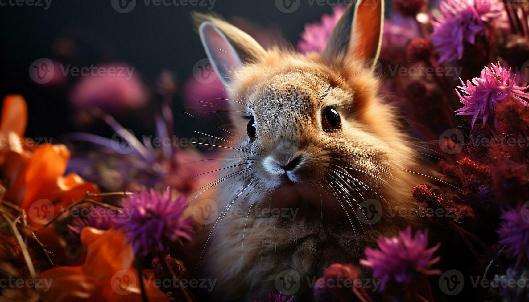 süß klein Hase Sitzung im Gras, flauschige Fell, suchen generiert durch ai foto