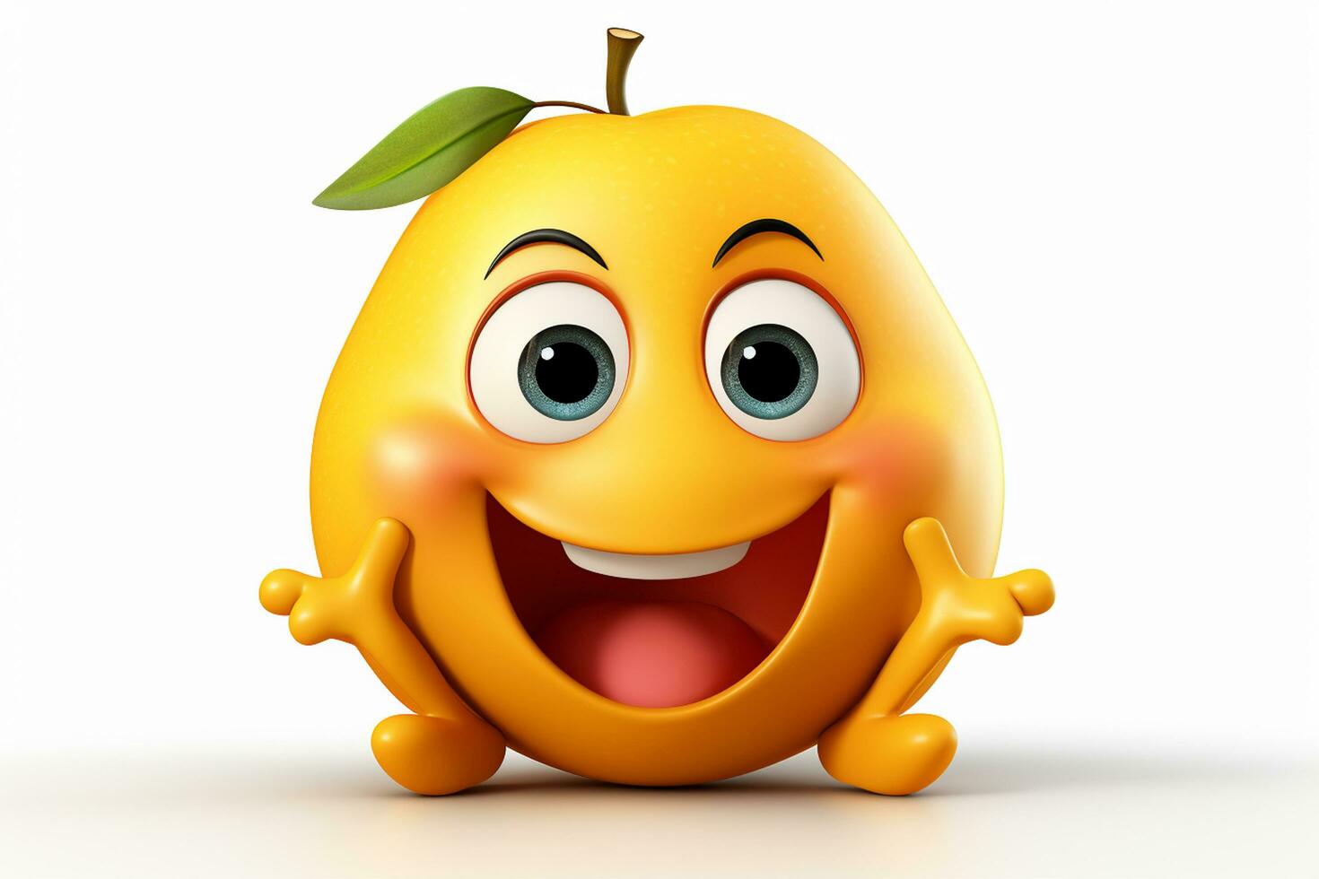 Zitrone Obst Charakter mit glücklich Gesicht und Smiley Gesicht. 3d Illustration ai generiert foto