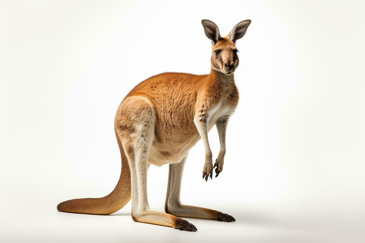 Känguru isoliert auf Weiß Hintergrund mit Ausschnitt Weg. diese ist ein 3d machen Illustration. ai generiert foto