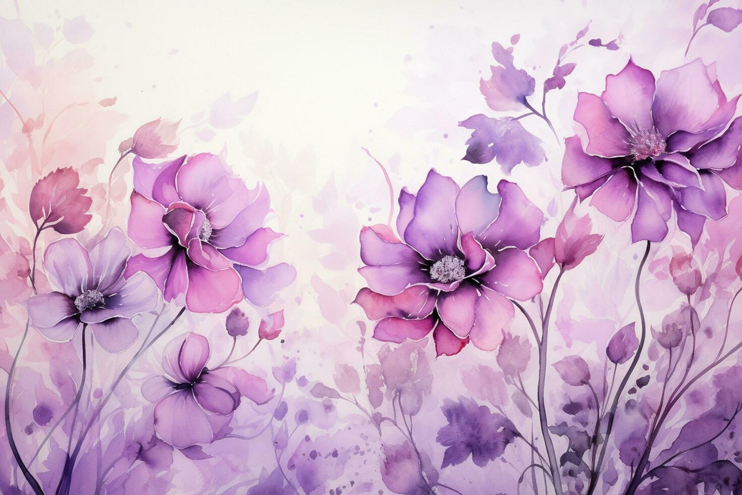 abstrakt Blumen- Hintergrund. Aquarell malen. handgemalt Illustration. ai generiert foto